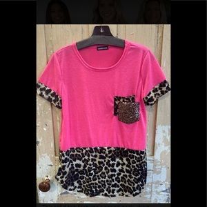 Brand new pink and leopard top